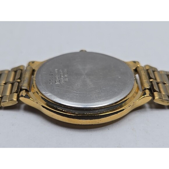 Seiko Quartz V701 6K09 Gold Tone Black Dial Mens Dress Watch New Battery Vintage - Picture 16 of 16